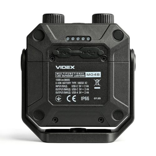 Multifunkcionális, újratölthető LED zseblámpa, 3 fényszín, 20 W, 1500 lm, 5000 K, fekete, IP67, Videx