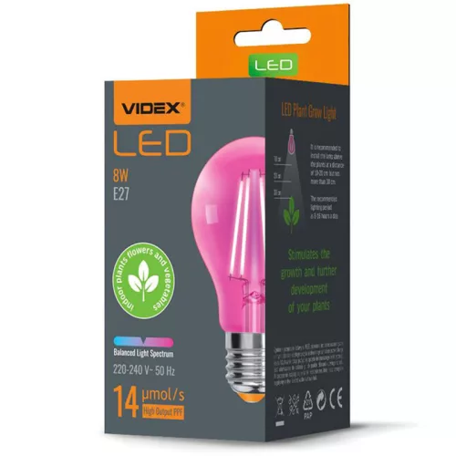 E27 8W LED izzó FITO VIDEX növénynövesztő lámpa