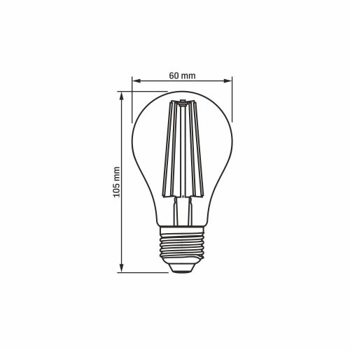 LED izzó E27 A60 10W = 82W 1200lm 4000K Semleges 360° FILAMENT Videx