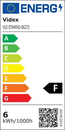 E27 ST64 LED izzó 6W = 44W 550lm 2200K meleg borostyánszálas 360°-ban szabályozható VIDEX