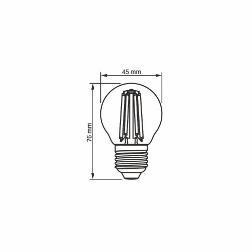 LED izzó E27 G45 Ball 6W = 60W 806lm 4000K Semleges 360° FILAMENT Videx