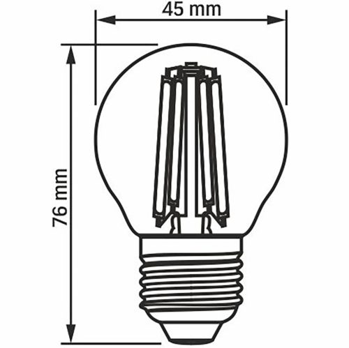E27 G45 LED izzó 6W = 52W 680lm 2200K meleg borostyán izzószál 360° VIDEX