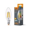 LED izzó E14 C35 Gyertya 6W = 60W 806lm 3000K Meleg 360° FILAMENT Videx