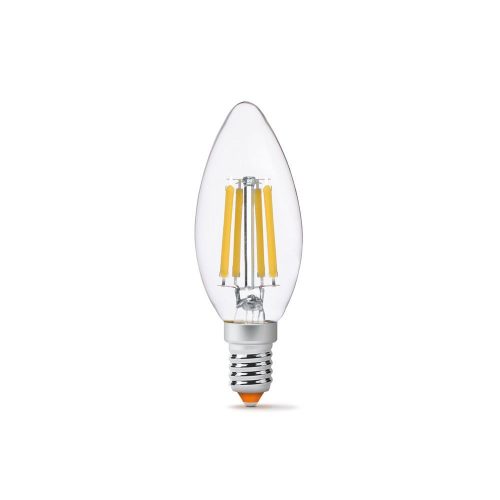 LED izzó E14 C35 Gyertya 6W = 60W 806lm 3000K Meleg 360° FILAMENT Videx