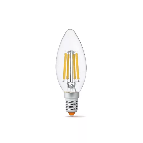LED izzó E14 C35 Gyertya 6W = 60W 806lm 4000K Semleges 360° FILAMENT Videx