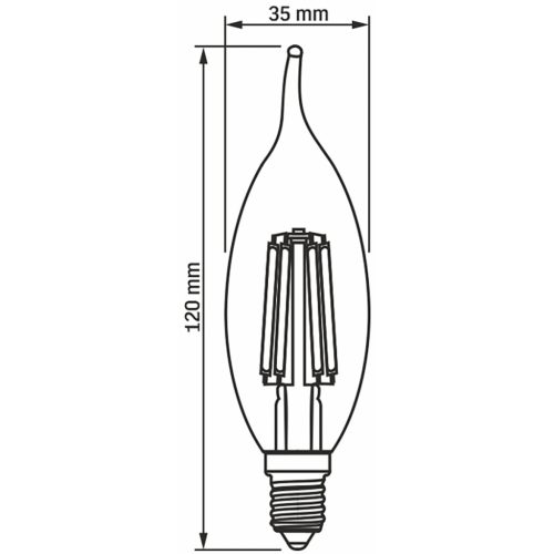 E14 C35 LED izzó 6W = 60W 806lm 4000K semleges izzószál 360° VIDEX