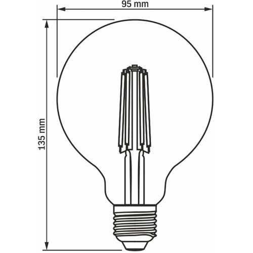 E27 G95 LED izzó 7W = 60W 806lm 4000K semleges izzószál, 360°-ban szabályozható VIDEX