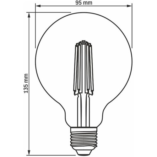 E27 G95 LED izzó 7W = 53W 700lm 2200K meleg borostyánszálas 360°-ban szabályozható VIDEX