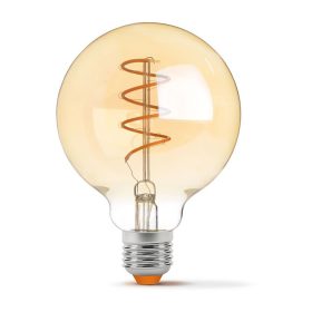   E27 G95 LED izzó 4W = 28W 300lm 2200K meleg borostyánszálas 360°-ban szabályozható VIDEX