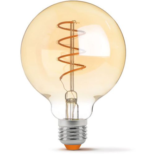 E27 G95 LED izzó 4W = 28W 300lm 2200K meleg borostyánszálas 360°-ban szabályozható VIDEX