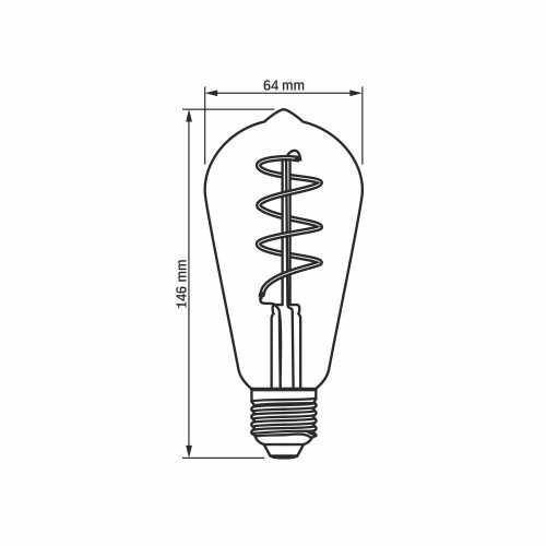LED izzó E27 ST64 Edison 4W 100lm 1800K Meleg 360° FILAMENT füstölt szabályozható Videx
