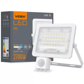   LED reflektor 30W 2700lm 5000K IP65 fehér mozgás- és alkonyérzékelővel VIDEX LUCA
