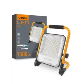  Hordozható LED reflektor 50W 1600lm 5000K Semleges 90° 2A Fekete VIDEX