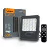 Napelemes LED reflektor távirányítóval 6W 500lm 5000K Semleges 90° 3.7V IP65 IK07 Felületre szerelhető szürke VIDEX