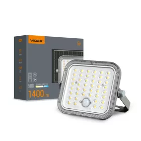   Napelemes reflektor szenzorral 20W 1400lm 5000K Semleges 90° 3.2V IP65 IK07 Felületre szerelhető szürke VIDEX