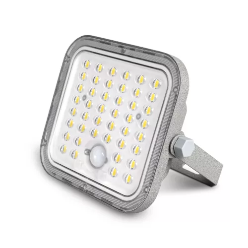 Napelemes reflektor szenzorral 20W 1400lm 5000K Semleges 90° 3.2V IP65 IK07 Felületre szerelhető szürke VIDEX