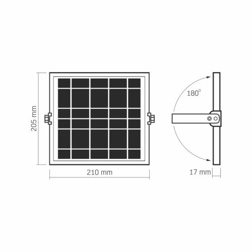 Napelemes reflektor szenzorral 20W 1400lm 5000K Semleges 90° 3.2V IP65 IK07 Felületre szerelhető szürke VIDEX