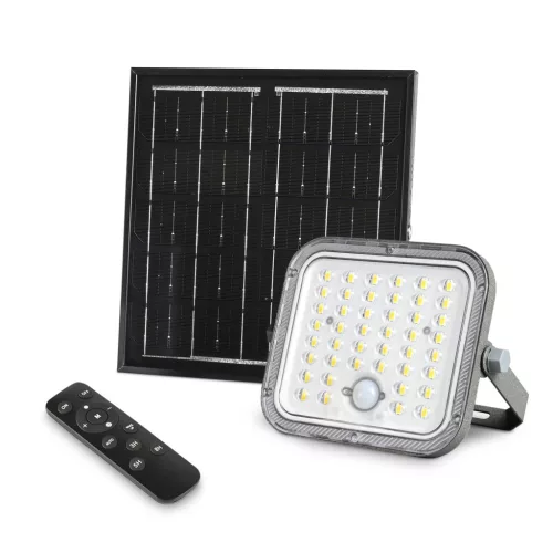 Napelemes reflektor szenzorral 20W 1400lm 5000K Semleges 90° 3.2V IP65 IK07 Felületre szerelhető szürke VIDEX