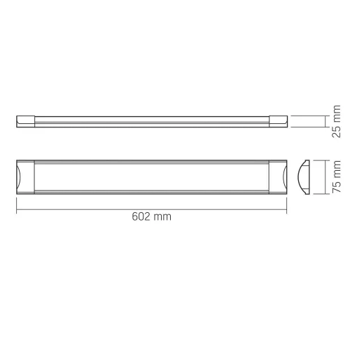 LED lámpa felületi panel 18W 2250lm 4000K semleges fehér BATTEN Videx