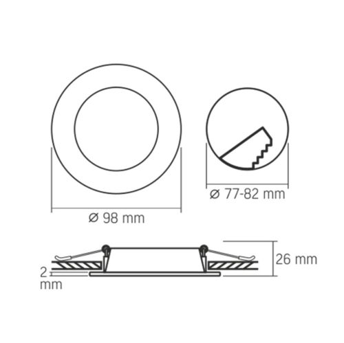 Süllyesztett LED mélysugárzó 240lm 4000k 4W VIDEX