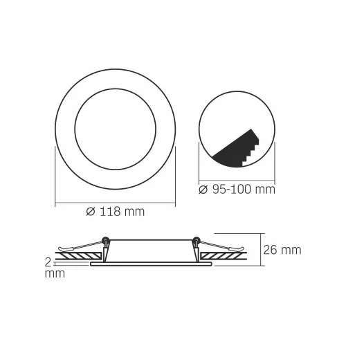 LED panel süllyesztett lámpatest 6W 620lm 4000K semleges Videx