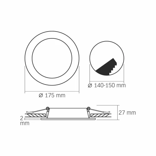 LED panel süllyesztett lámpatest 12W 1350lm 4000K semleges Videx