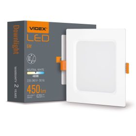   LED panel süllyesztett lámpatest 6W 620lm 4000K semleges fehér Videx