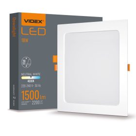   LED panel süllyesztett lámpatest 18W 2200lm 4000K semleges fehér Videx