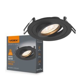   Süllyesztett mennyezeti lámpatest halogén GU10 VIDEX fekete kerek mozgatható