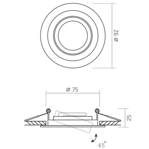 Süllyesztett mennyezeti lámpatest halogén GU10 VIDEX fekete kerek mozgatható