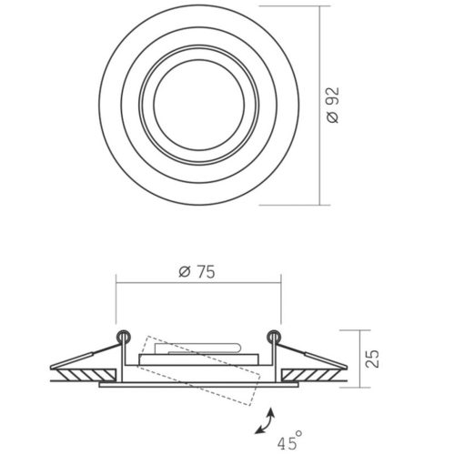 Süllyesztett mennyezeti lámpatest, halogén GU10, Videx, fehér, kerek, mozgatható