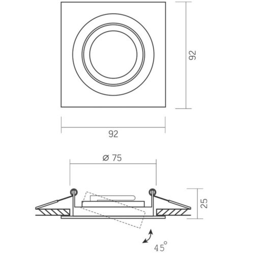 Süllyesztett mennyezeti lámpatest halogén GU10 VIDEX fekete négyzet mozgatható