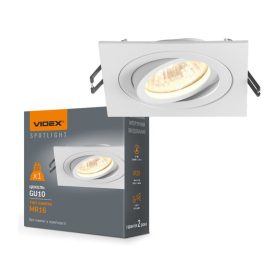   Süllyesztett mennyezeti lámpatest halogén GU10 VIDEX fehér négyzet mozgatható