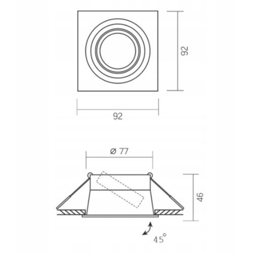 Süllyesztett mennyezeti lámpatest, halogén GU10 VIDEX fekete négyzet