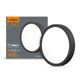   LED mennyezeti lámpa, felületre szerelt 15W 1850lm 4000K semleges fekete Videx