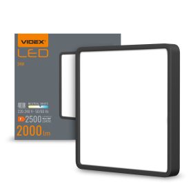   LED mennyezeti lámpa, felületre szerelt 20W 2500lm 4000K semleges fekete Videx