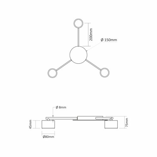 Mennyezeti lámpa csillár lámpatest 3x GX53 LED fehér Modern Videx