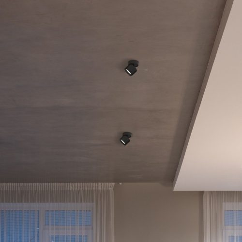 Fali mennyezeti lámpatest, felületre szerelhető spotlámpa GX53 fekete Videx