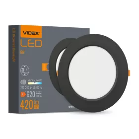   LED panel süllyesztett lámpatest 6W 620lm 4000K semleges fekete Videx