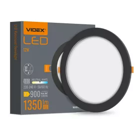   LED panel süllyesztett lámpatest 12W 1350lm 4000K semleges fekete Videx
