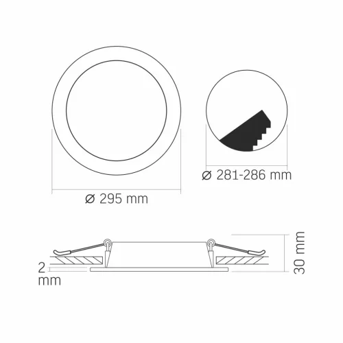 LED panel süllyesztett lámpatest 24W 2700lm 4000K semleges fehér Videx