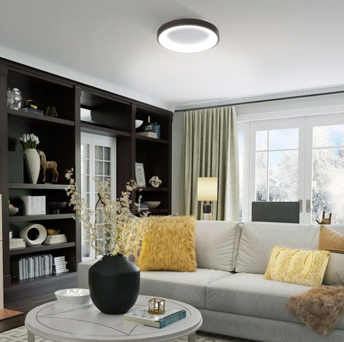 LED mennyezeti lámpa, felületre szerelt 72W 7500lm 2700-6000K CCT + RGB fekete fényerőszabályzó + EDGE Videx távirányító