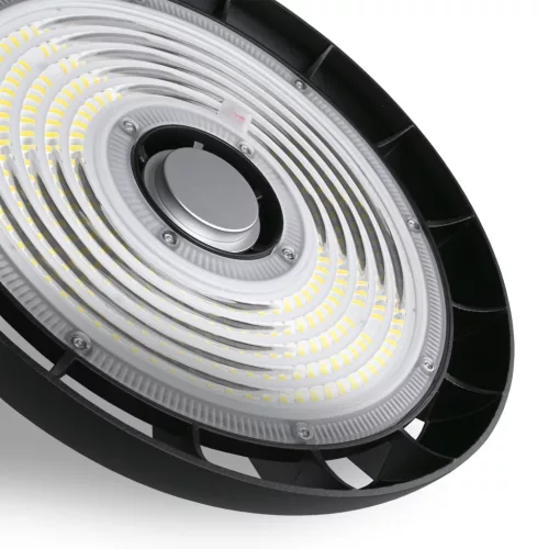 LED ipari magasbalátó lámpa 150W 25000lm 5000K semleges 90° fekete függeszték IP65 Videx