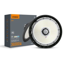   LED ipari magasbalátó lámpa 200W 32600lm 5000K semleges 90° fekete függeszték IP65 Videx