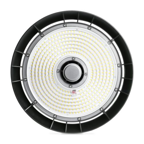 LED ipari magasbalátó lámpa 200W 32600lm 5000K semleges 90° fekete függeszték IP65 Videx