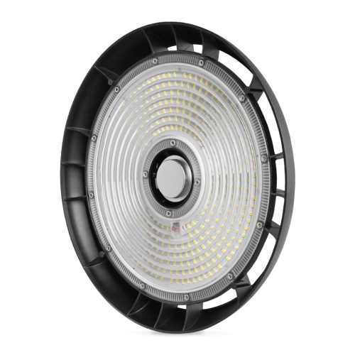 LED ipari magasbalátó lámpa 200W 32600lm 5000K semleges 90° fekete függeszték IP65 Videx