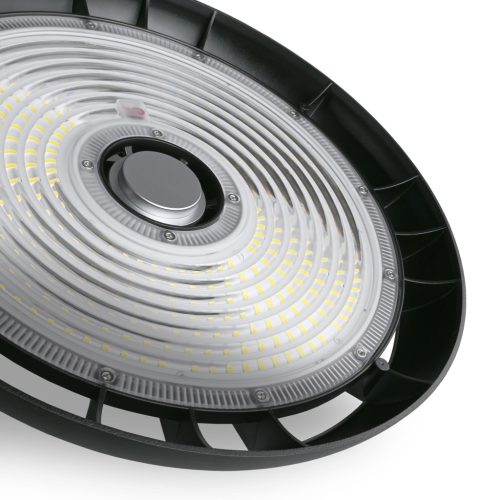LED ipari magasbalátó lámpa 200W 32600lm 5000K semleges 90° fekete függeszték IP65 Videx