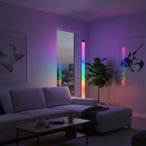 Állólámpa RGB LED 10W 250lm 360° 150cm Fekete Videx Távirányító