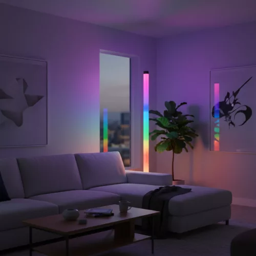 Állólámpa RGB LED 10W 250lm 360° 150cm Fekete Videx Távirányító