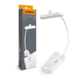   Csíptetős LED asztali olvasólámpa 0.7W 60lm CCT USB-C akkumulátoros fényerő-szabályozható fehér VIDEX
